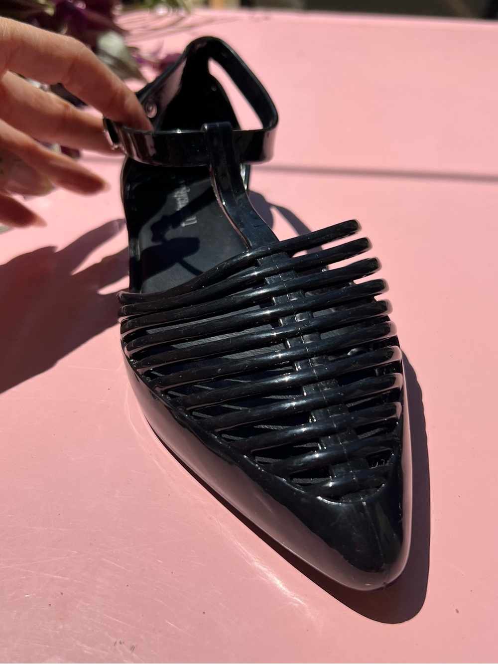 Jeffrey Campbell Black Squeaky Jelly Flat | Size 9 - Picture 6 of 7
